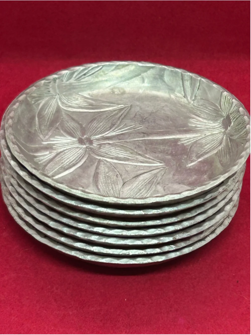 Everlast Forged Aluminum Floral Coaster Set, One Size, Silver